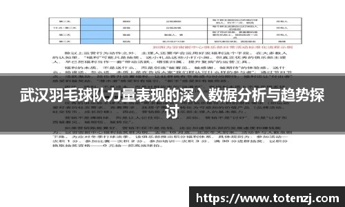 武汉羽毛球队力量表现的深入数据分析与趋势探讨